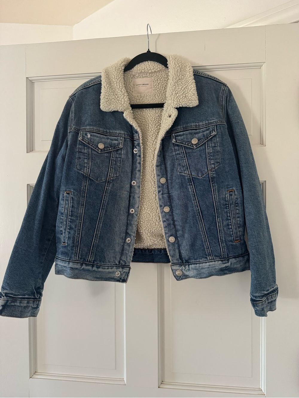 Lucky Brand Blue Denim Jacket with Cream Sherpa Lining